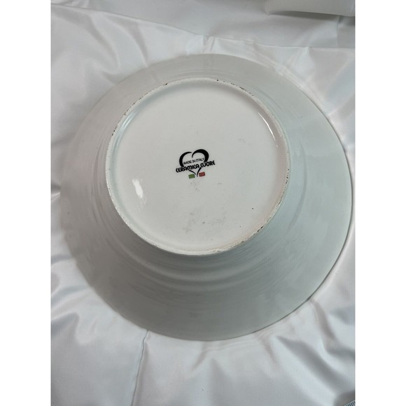 Ceramica Cuore Italy 12.5" Christmas Holiday Sparrow Serving Bowl - Red & Green - Picture 5 of 7